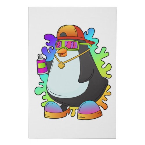 Penguin as Painter with Spray Faux Canvas Print