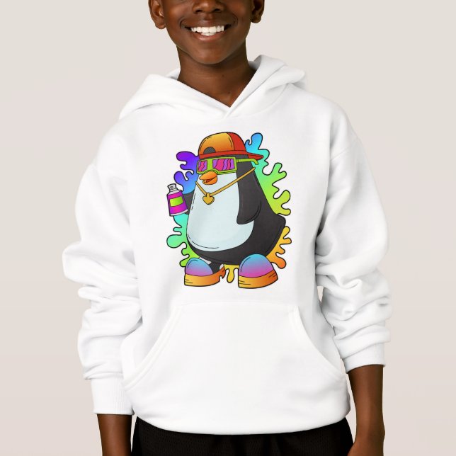 Penguin as Painter with Spray Hoodie (Front)