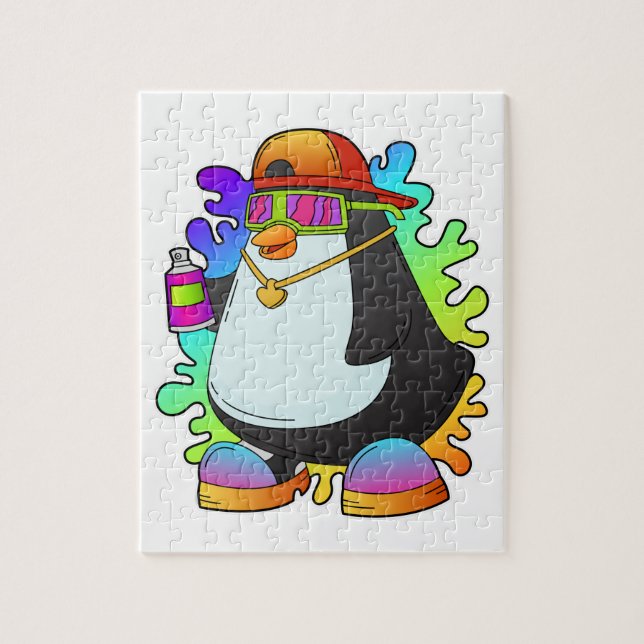 Penguin as Painter with Spray Jigsaw Puzzle (Vertical)