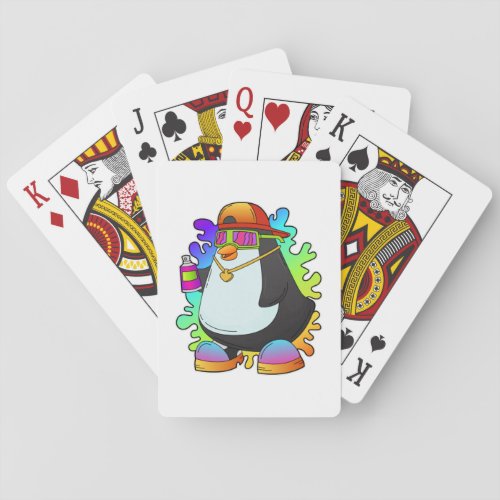 Penguin as Painter with Spray Poker Cards