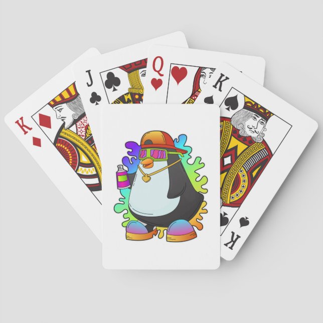 Penguin as Painter with Spray Poker Cards (Back)