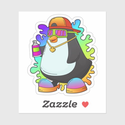 Penguin as Painter with Spray Sticker