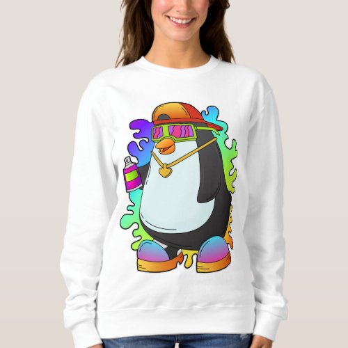 Penguin as Painter with Spray Sweatshirt