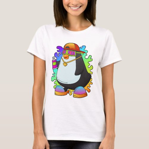 Penguin as Painter with Spray T_Shirt