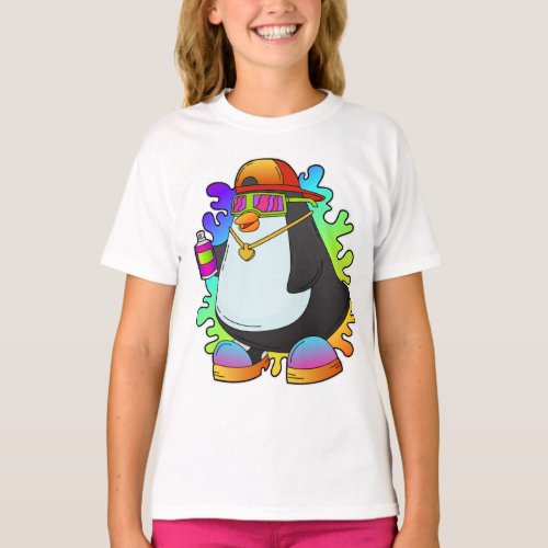 Penguin as Painter with Spray T_Shirt