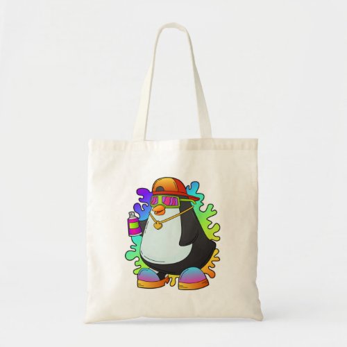 Penguin as Painter with Spray Tote Bag