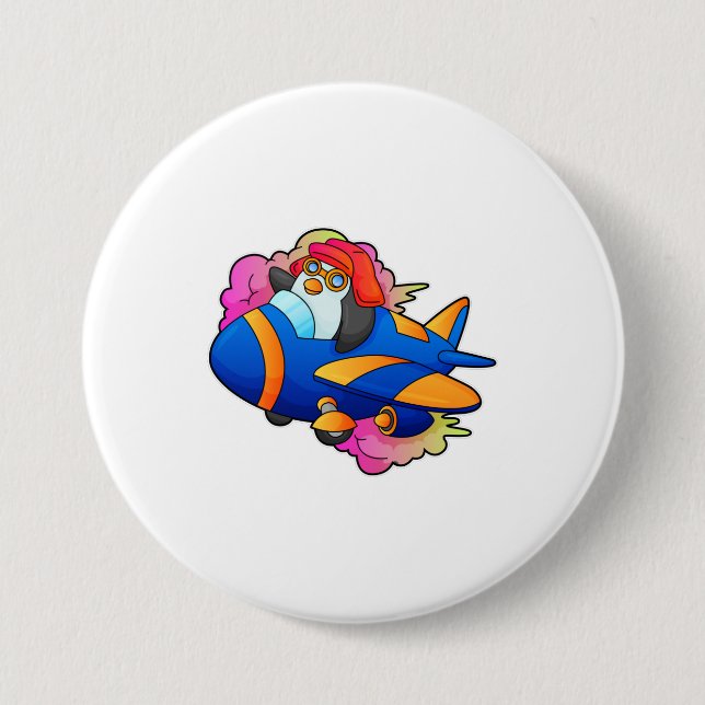 Penguin as Pilot with Plane Button (Front)