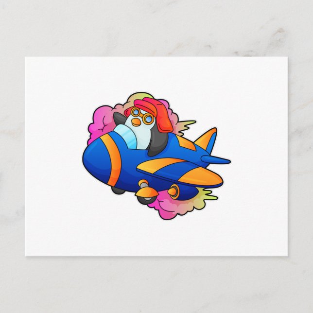 Penguin as Pilot with Plane Postcard (Front)