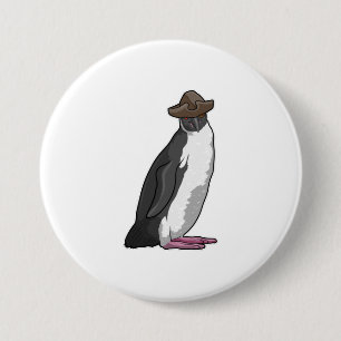Penguin as Pirate with Hat Button