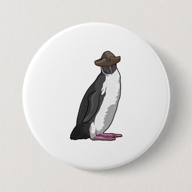 Penguin as Pirate with Hat Button (Front)