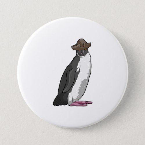 Penguin as Pirate with Hat Button
