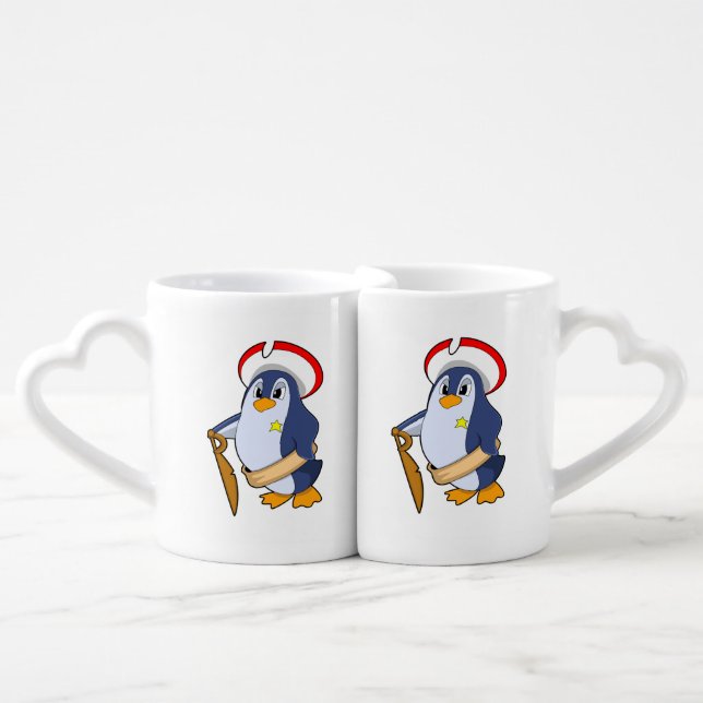 Penguin as Pirate with Hat Coffee Mug Set (Front Nesting)