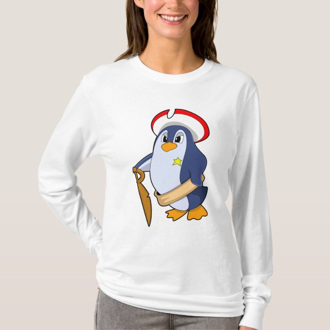 Penguin as Pirate with Hat T-Shirt (Front)