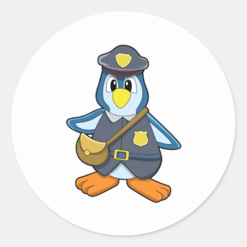 Penguin as Policewoman with Handbag Classic Round Sticker
