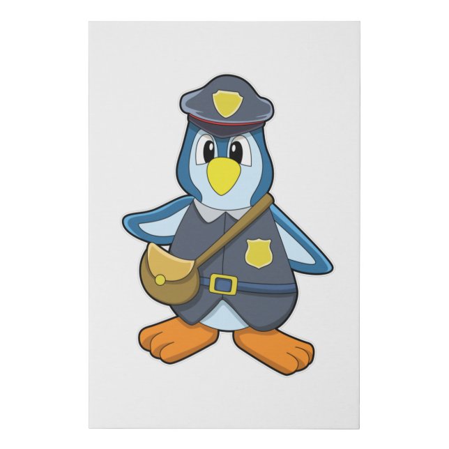 Penguin as Policewoman with Handbag Faux Canvas Print (Front)