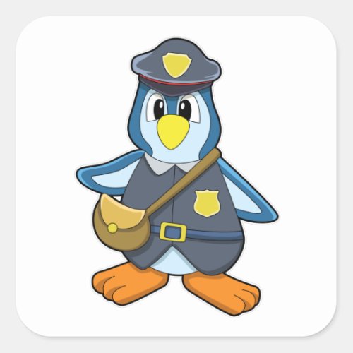 Penguin as Policewoman with Handbag Square Sticker