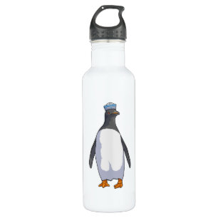 Penguin as Sailor with Hat Stainless Steel Water Bottle