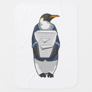 Penguin as Secretary with Stack of paper Baby Blanket