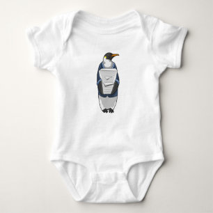 Penguin as Secretary with Stack of paper Baby Bodysuit