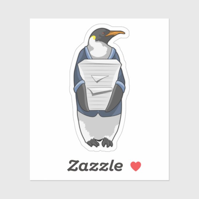 Penguin as Secretary with Stack of paper Sticker (Sheet)