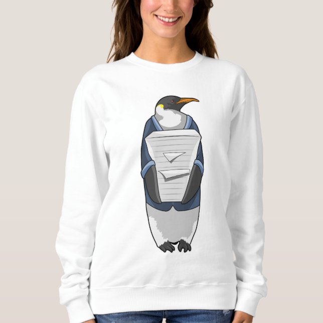 Penguin as Secretary with Stack of paper Sweatshirt (Front)