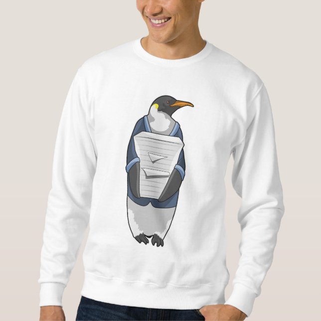 Penguin as Secretary with Stack of paper Sweatshirt (Front)
