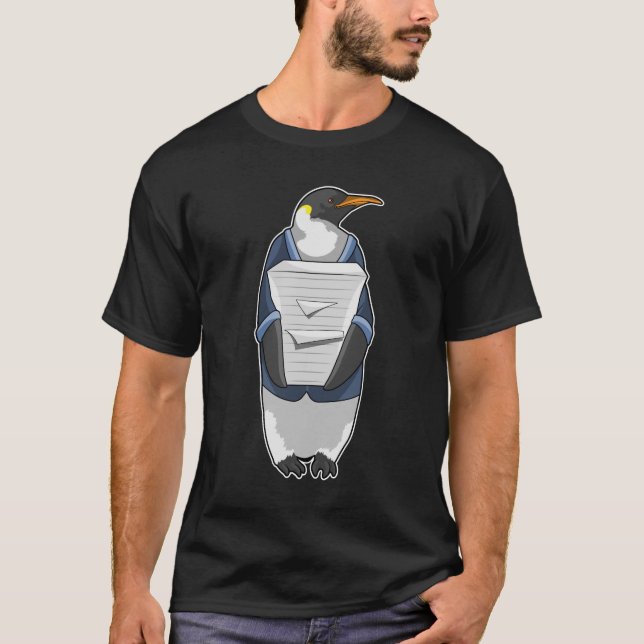 Penguin as Secretary with Stack of paper T-Shirt (Front)