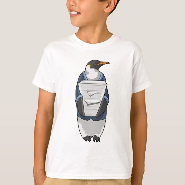 Penguin as Secretary with Stack of paper T-Shirt (Front)