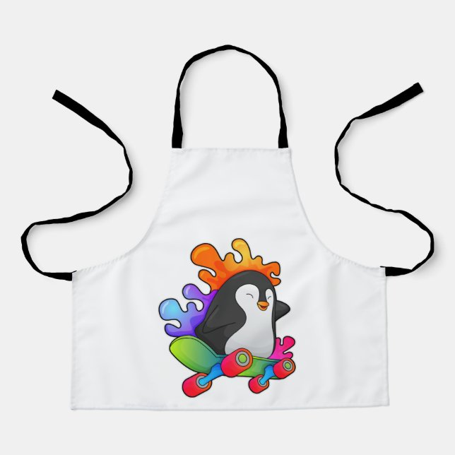 Penguin as Skater with Skateboard Apron (Front)