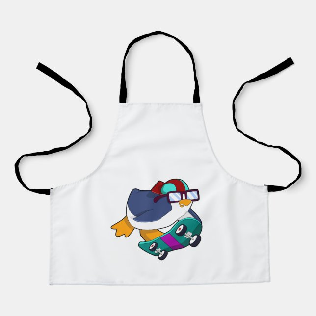 Penguin as Skater with Skateboard Apron (Front)