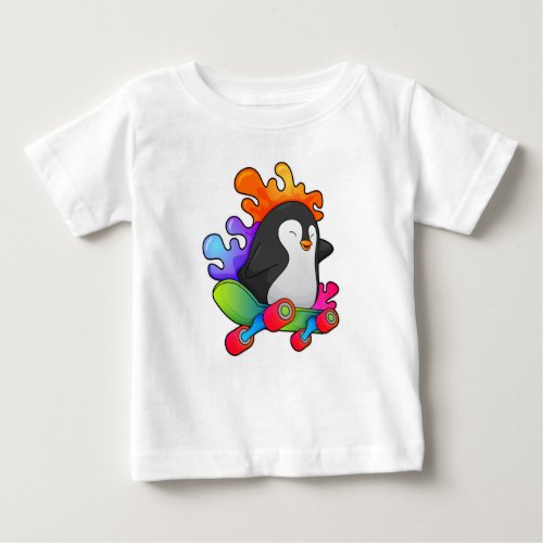 Penguin as Skater with Skateboard Baby T_Shirt