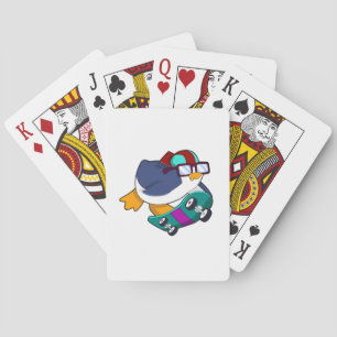 Penguin as Skater with Skateboard Poker Cards