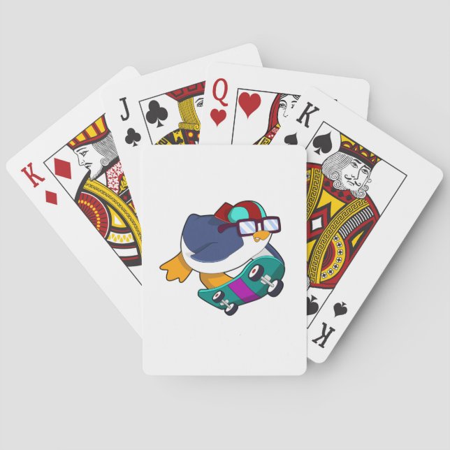 Penguin as Skater with Skateboard Poker Cards (Back)