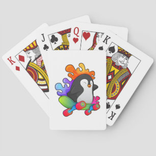 Penguin as Skater with Skateboard Poker Cards