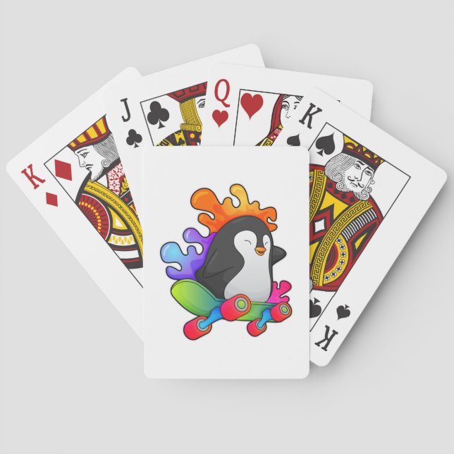 Penguin as Skater with Skateboard Poker Cards (Back)