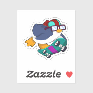 Penguin as Skater with Skateboard Sticker