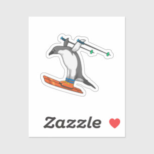 Penguin as Ski jumper with Ski Sticker