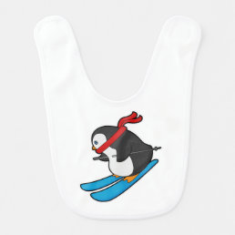 Penguin as Skier with Ski Baby Bib