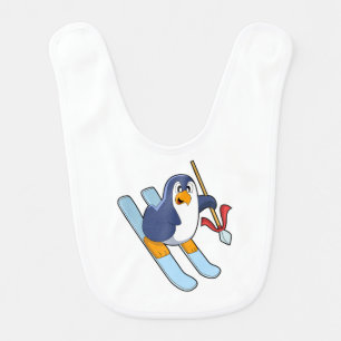 Penguin as Skier with Ski Baby Bib