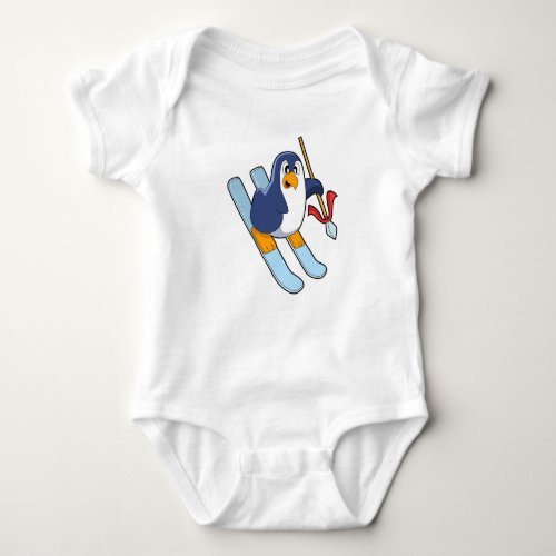 Penguin as Skier with Ski Baby Bodysuit