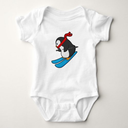 Penguin as Skier with Ski Baby Bodysuit