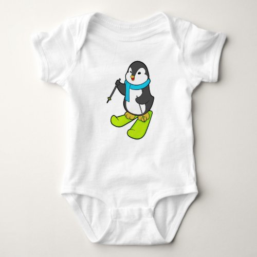 Penguin as Skier with Ski Baby Bodysuit