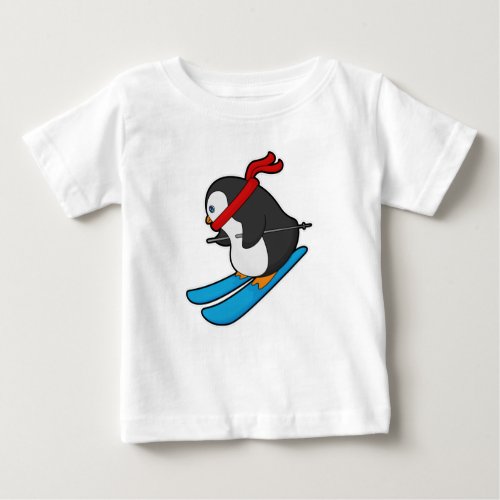 Penguin as Skier with Ski Baby T_Shirt
