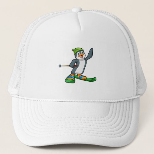 Penguin as Skier with Ski  Cap