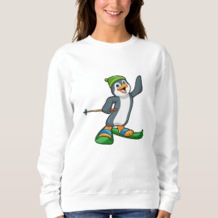 Penguin as Skier with Ski & Cap Sweatshirt