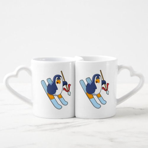 Penguin as Skier with Ski Coffee Mug Set