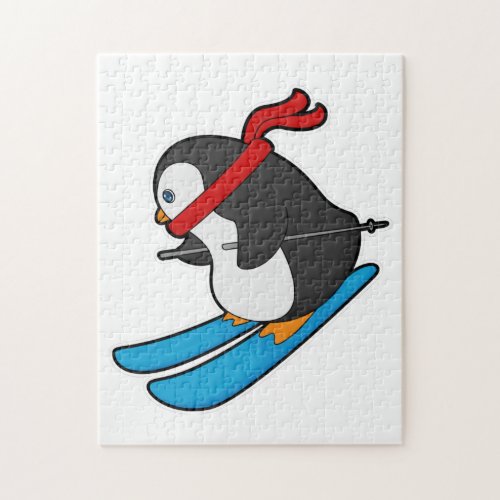 Penguin as Skier with Ski Jigsaw Puzzle