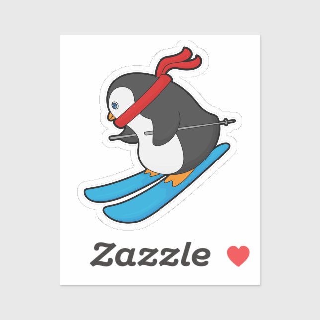 Penguin as Skier with Ski Sticker (Sheet)