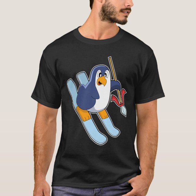 Penguin as Skier with Ski T-Shirt (Front)