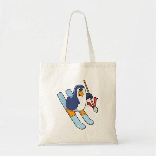 Penguin as Skier with Ski Tote Bag